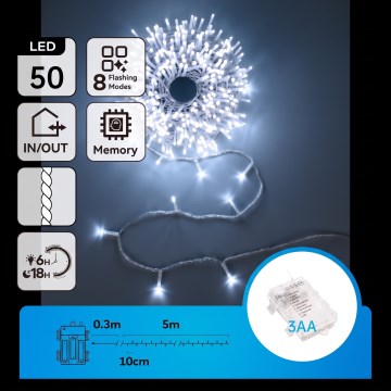 Aigostar - LED-ulkokäyttöinen jouluköynnös 150xLED/8 toimintoa 3xAA 5,3m IP44 sininen
