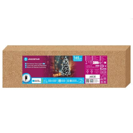 Aigostar - LED-ulkokäyttöinen joulukuusi 165 LED/8 toimintoa 1,5 m IP44 kylmänvalkoinen
