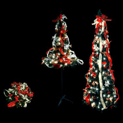 Aigostar - LED-ulkojoulukuusi 80 LED 1,2 m IP44 punainen, kylmänvalkoinen