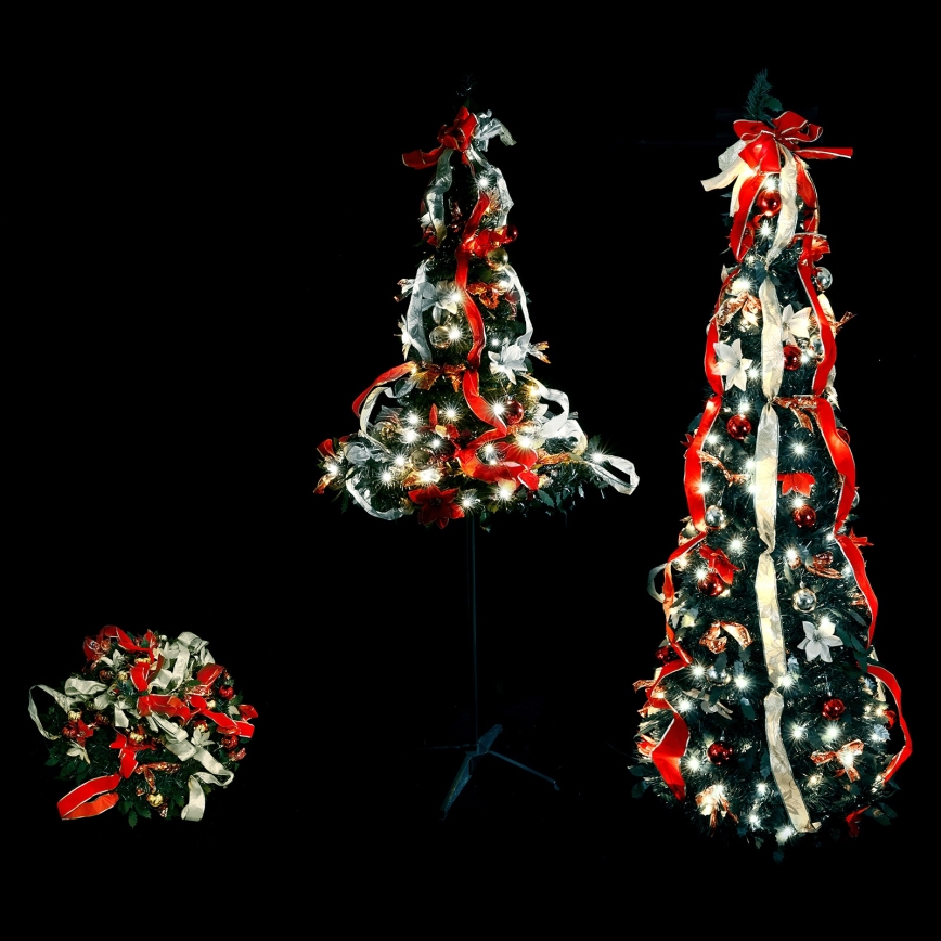 Aigostar - LED-ulkojoulukuusi 80 LED 1,2 m IP44 punainen, kylmänvalkoinen