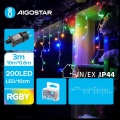 Aigostar - LED ulkokäyttöinen jouluvaloketju 200xLED/8 toimintoa 13x0,6m IP44 monivärinen