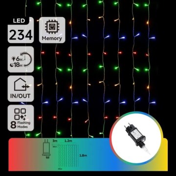Aigostar - LED ulkokäyttöinen jouluvaloketju 234 LED/8 toimintoa 1,2 x 1,8 m IP44 monivärinen