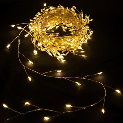 Aigostar - LED-ulkokäyttöinen jouluvalosarja 300 LEDiä/8 toimintoa 3xAA 9,3 m IP44 lämmin valkoinen