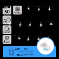 Aigostar - LED-ulkokäyttöinen jouluvalosarja 50xLED/8 toimintoa 3xAA 5 m IP44 kylmä valkoinen