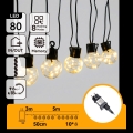 Aigostar - LED-ulkokäyttöinen koristevalosarja 80 LEDiä/8 toimintoa 5m IP44 lämmin valkoinen