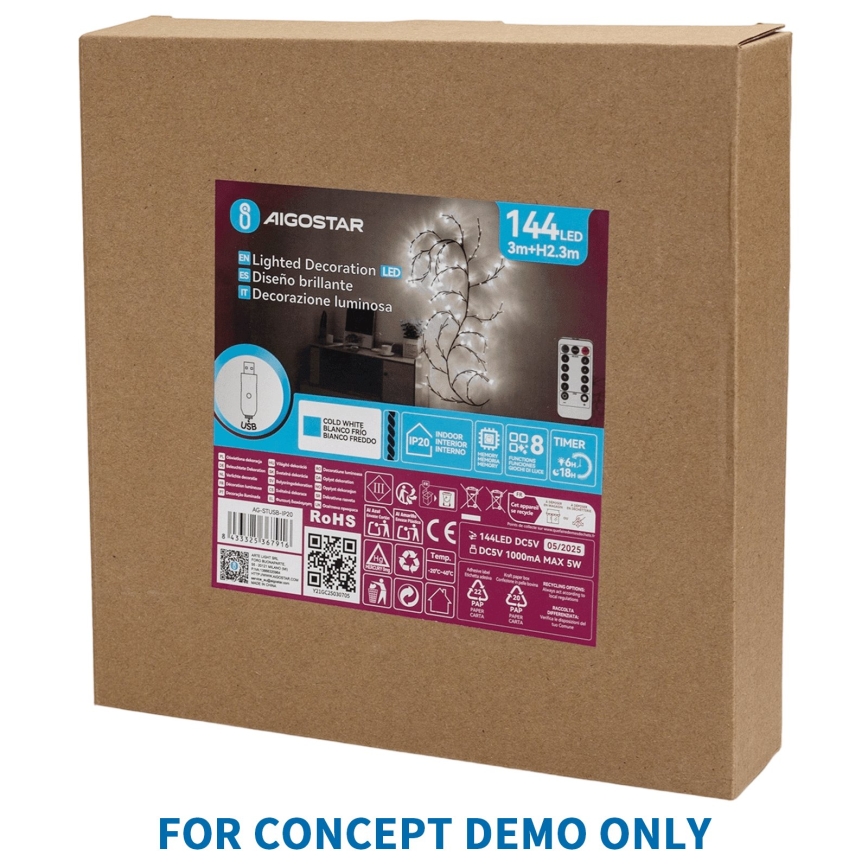 Aigostar - LED ulkokäyttöinen joulukoriste 540xLED/6W/230V IP44 lämmin valkoinen 45 cm tähti