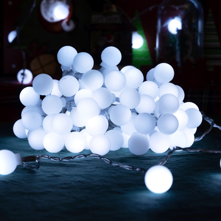 Aigostar - LED Ulkokäyttöinen koristevaloketju 50xLED/8 toimintoa 5 m IP44 kylmänvalkoinen