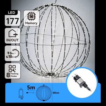 Aigostar - LED Ulkokäyttöön tarkoitettu joulukoriste LED/3,6W/230V 60 cm IP44 pallo kylmänvalkoinen