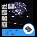 Aigostar - LED Ulkokäyttöön tarkoitettu joulukoristevalosarja 150xLED/8 toimintoa/3xAA 15,3m IP44 kylmä valkoinen