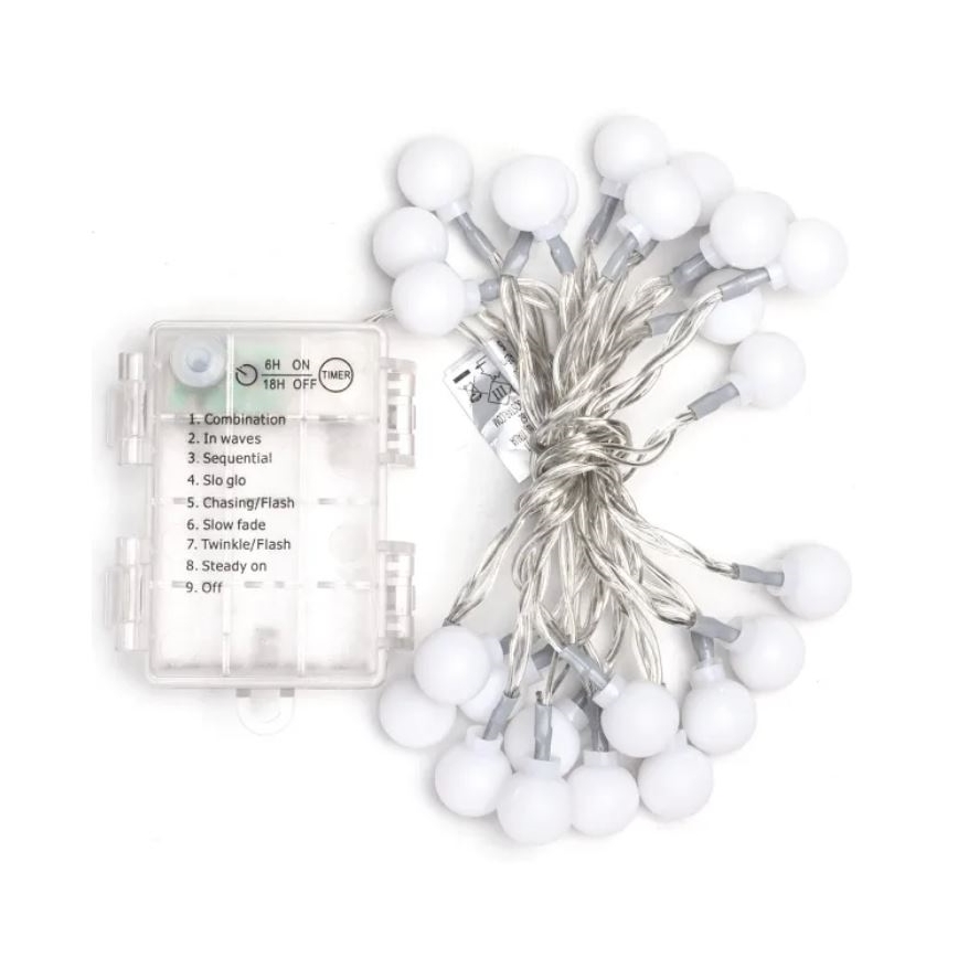 Aigostar - LED-ulkokäyttöön tarkoitettu joulukoristevalosarja 25xLED/3xAA/8 toimintoa 2,8 m IP44 monivärinen