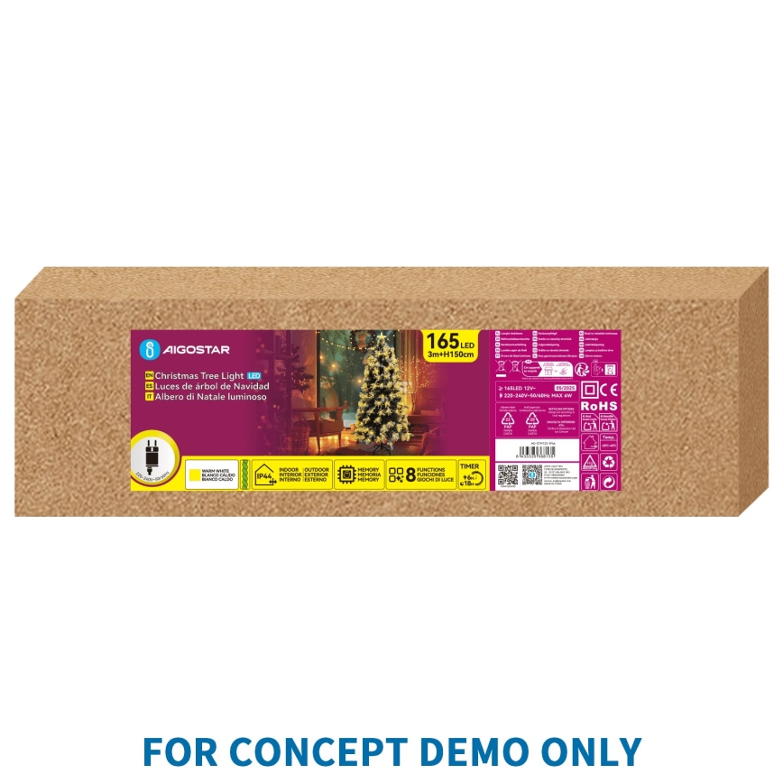 Aigostar - LED ulkokäyttöön tarkoitettu joulukuusi 55xLED/8 toimintoa 0,6 m IP44 lämmin valkoinen
