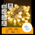 Aigostar - LED ulkokäyttöön tarkoitettu jouluvaloketju 25xLED/3xAA/8 toimintoa 2,8 m IP44 lämmin valkoinen