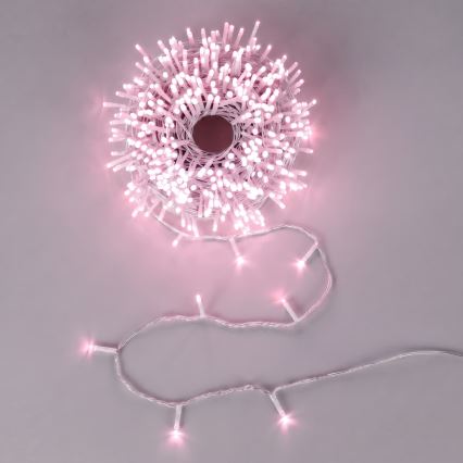 Aigostar - LED-ulkokäyttöön tarkoitettu jouluvaloketju 50 LED / 8 toimintoa 3×AA 5,3 m IP44 vaaleanpunainen