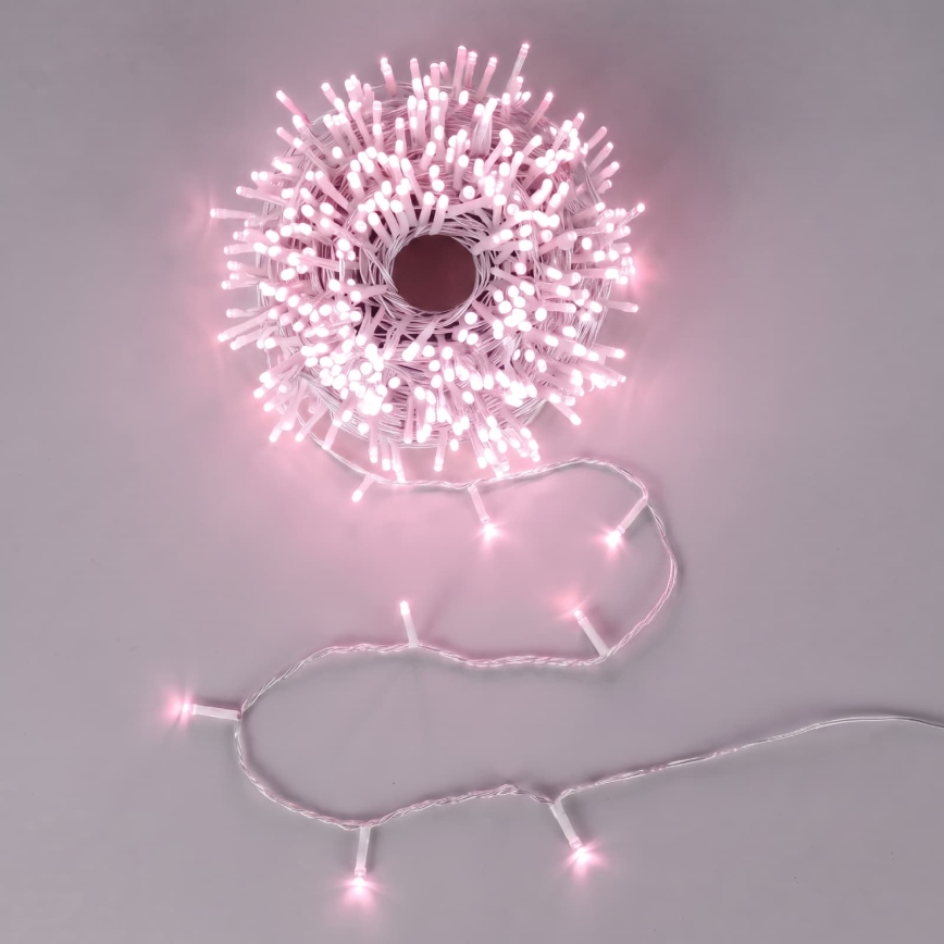 Aigostar - LED-ulkokäyttöön tarkoitettu jouluvaloketju 50 LED / 8 toimintoa 3×AA 5,3 m IP44 vaaleanpunainen