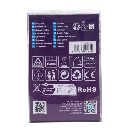 Aigostar -LED Ulkokäyttöön tarkoitettu joulukoristesarja 100xLED/8 toimintoa 3xAA 10,3m IP44 lämmin valkoinen