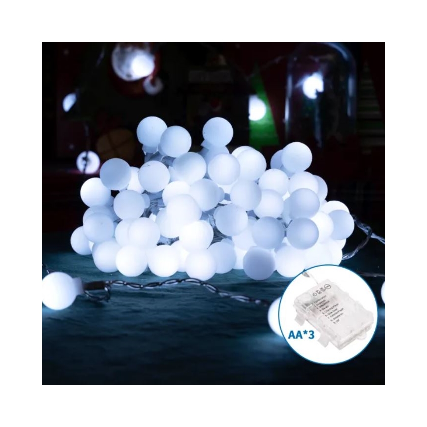 Aigostar - LED-ulkoketju 100xLED/3xAA/8 toimintoa 10,3 m IP44 kylmävalkoinen