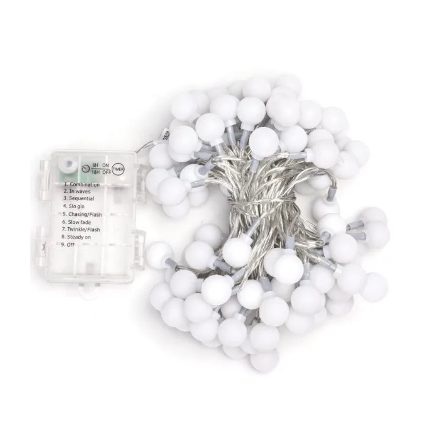 Aigostar - LED-ulkoketju 100xLED/3xAA/8 toimintoa 10,3 m IP44 kylmävalkoinen
