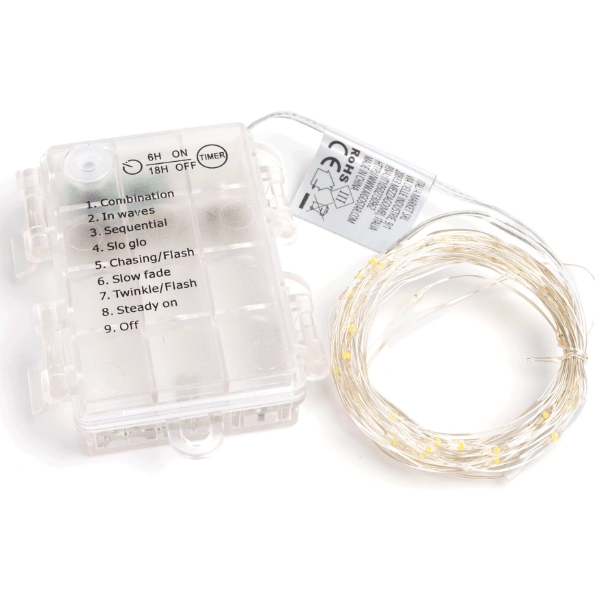 Aigostar -LED Ulkokäyttöön tarkoitettu joulukoristevalosarja 150xLED/8 toimintoa 3xAA 15,3m IP44 lämmin valkoinen