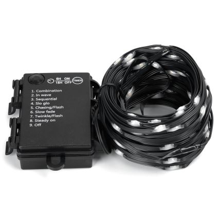 Aigostar - LED Ulkokäyttöön tarkoitettu joulukoristevalosarja 100xLED/8 toimintoa/3xAA 10,3m IP44 kylmä valkoinen