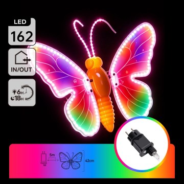 Aigostar - LED-ulkokoriste 162xLED 42 cm IP44 perhonen/monivärinen