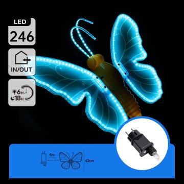Aigostar - LED ulkokoriste 246xLED/9W/230V 42 cm IP44 perhonen/sininen