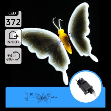 Aigostar - LED Ulkokoriste 372xLED IP44 kylmänvalkoinen perhonen