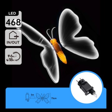 Aigostar - LED ulkokoriste 468xLED/18W/230V 75 cm IP44 perhonen/kylmänvalkoinen