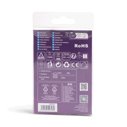 Aigostar - LED Ulkovalaistuksen jouluköynnös 100xLED/8 toimintoa/3xAA10,3m IP44 monivärinen