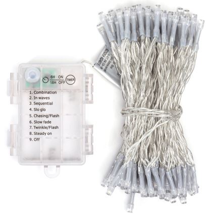 Aigostar -LED Ulkokäyttöön tarkoitettu joulukoristevalosarja 100xLED/8 toimintoa 3xAA 10,3m IP44 monivärinen