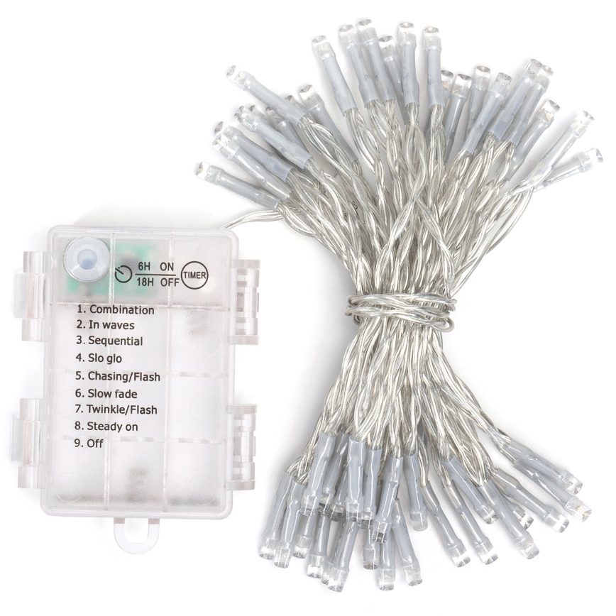 Aigostar - LED-ulkojouluvalosarja 50xLED/8 toimintoa 3xAA 5,3m IP44 moniväri