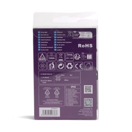 Aigostar - LED-ulkojouluvalosarja 50xLED/8 toimintoa 3xAA 5,3m IP44 moniväri