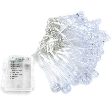 Aigostar - LED-ulkovalaistuskoristeketju 50xLED/8 toimintoa/3xAA 5,3m IP44 kylmä valkoinen