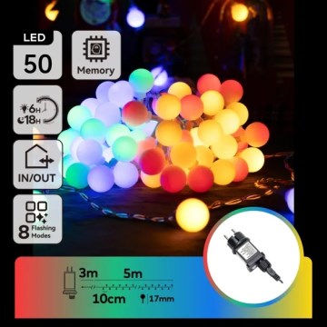 Aigostar - LED ulkokoristevalosarja 50 LED/8 toimintoa 5 m IP44 monivärinen