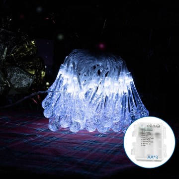 Aigostar - LED-ulkovalaistuskoristeketju 50xLED/8 toimintoa/3xAA 5,3m IP44 kylmä valkoinen