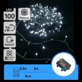Aigostar - LED-ulkovaloketju 100 LED, 8 toimintoa, 3 x AA-paristoa, 5,3 m, IP44, kylmänvalkoinen
