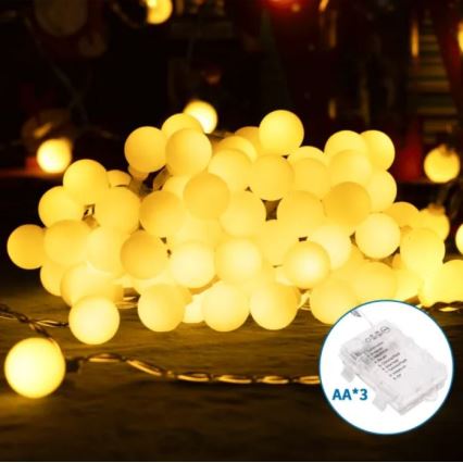 Aigostar - LED ulkokäyttöinen jouluvaloketju 100xLED/3xAA/8 toimintoa 10,3 m IP44 lämmin valkoinen