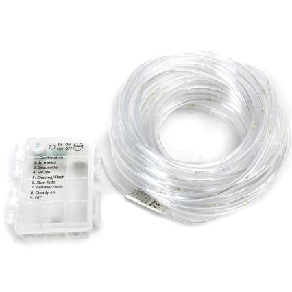 Aigostar - LED-ulkovaloketju 100xLED/8 toimintoa 3xAA 10,3m IP44 kylmänvalkoinen