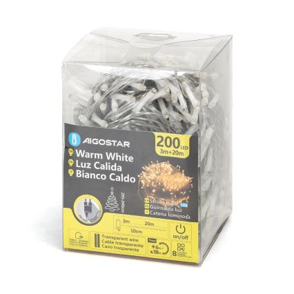 Aigostar - LED-ulkovaloketju 200xLED/8 toimintoa 23m IP44 lämmin valkoinen