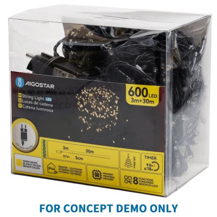 Aigostar - LED-ulkovaloketju 2500xLED/8 toimintoa 53m IP44 kylmänvalkoinen