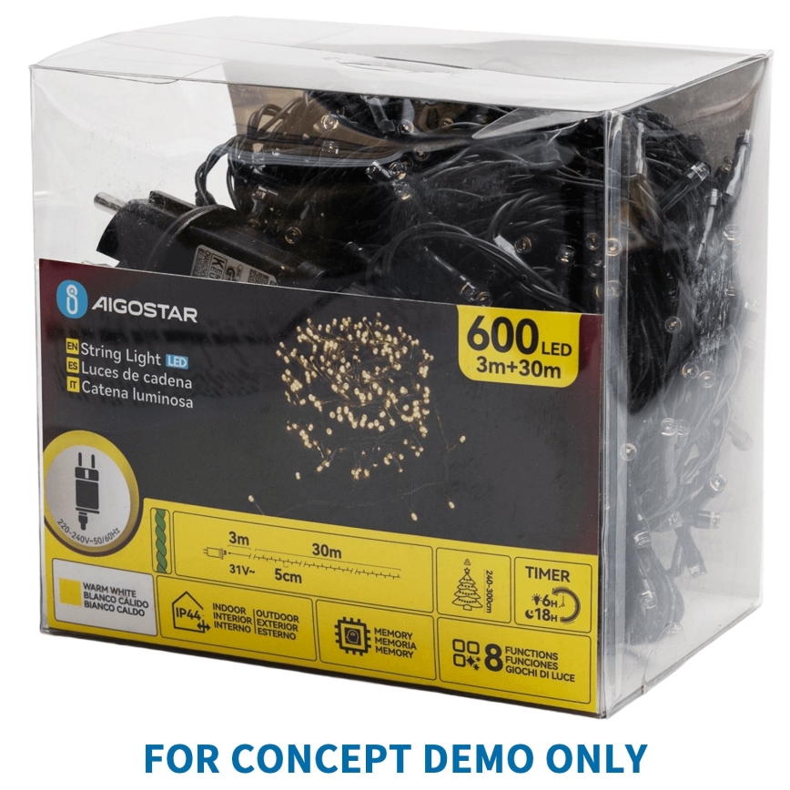 Aigostar - LED-ulkovaloketju 2500xLED/8 toimintoa 53m IP44 kylmänvalkoinen