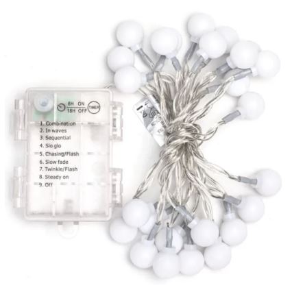 Aigostar - LED-ulkovaloketju 25xLED/3xAA/8 toimintoa 2,8 m IP44 kylmä valkoinen