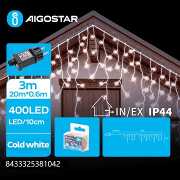 Aigostar - LED-ulkovaloketju 400xLED/8 toimintoa 23x0,6m IP44 kylmänvalkoinen