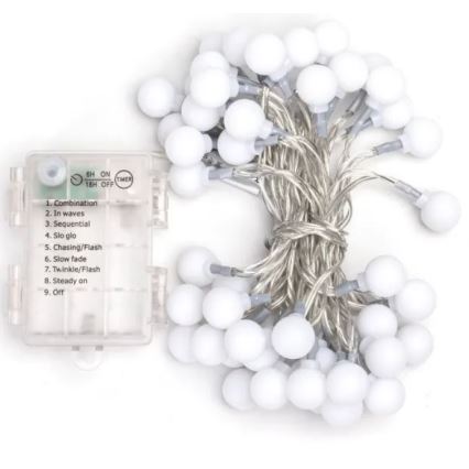 Aigostar - LED-ulkoketju 50xLED/3xAA/8 toimintoa 5,3 m IP44 kylmänvalkoinen