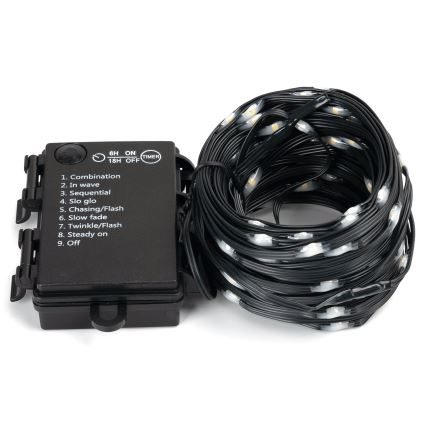 Aigostar - LED-ulkovaloketju 50xLED/8 toimintoa 3xAA 5,3m IP44 lämpimän valkoinen