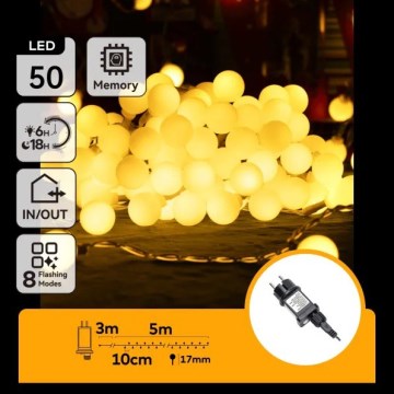 Aigostar - LED-ulkovaloketju 50xLED/8 toimintoa 5 m IP44 lämmin valkoinen