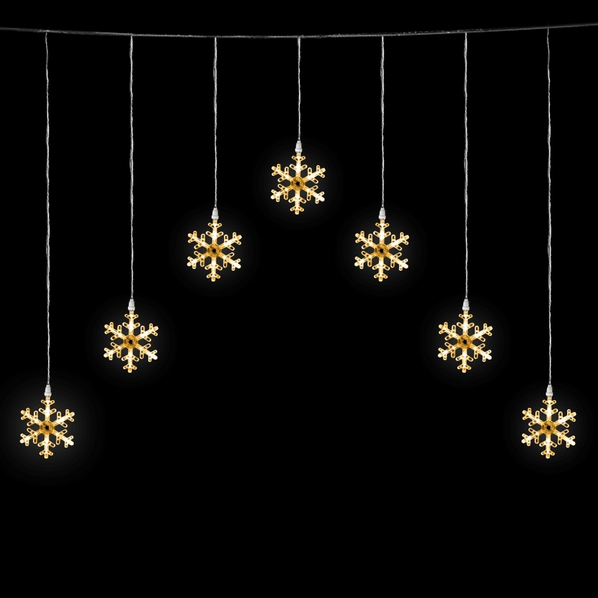 Aigostar - LED-ulkovalosarja 84 LED/8 toimintoa 1,2 x 1 m IP44 lämmin valkoinen, lumihiutaleilla