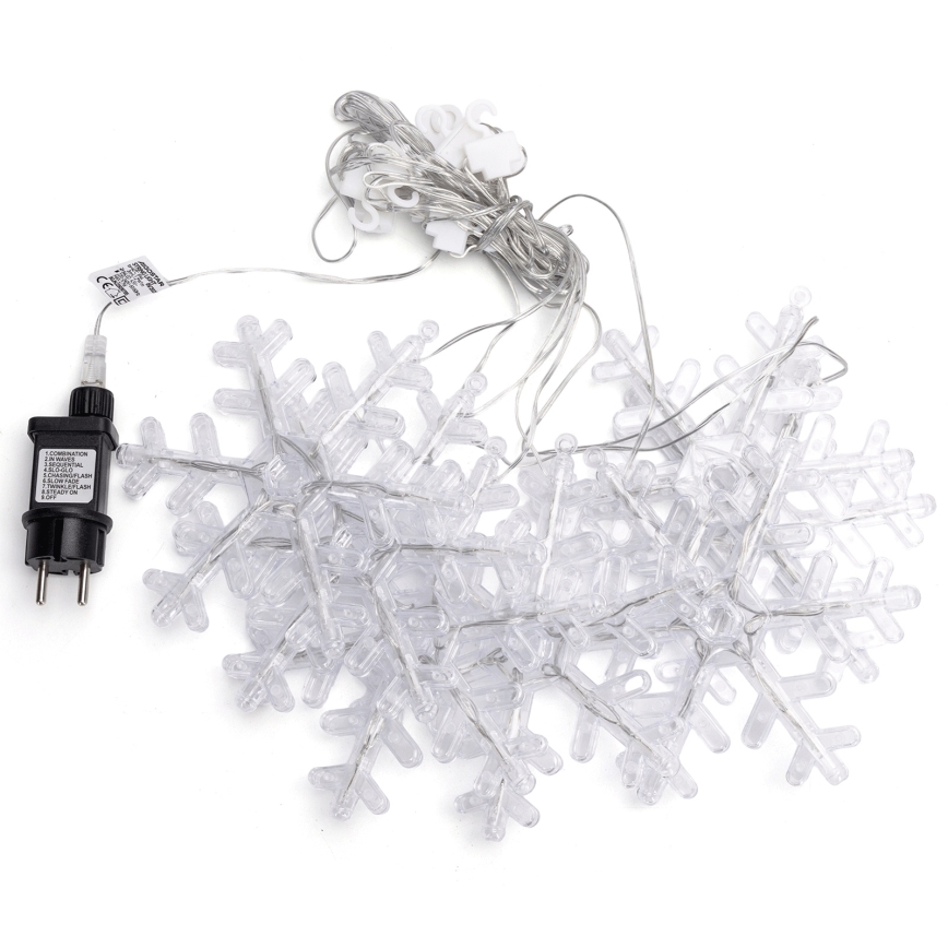 Aigostar - LED-ulkovalosarja 84 LED/8 toimintoa 1,2 x 1 m IP44 lämmin valkoinen, lumihiutaleilla