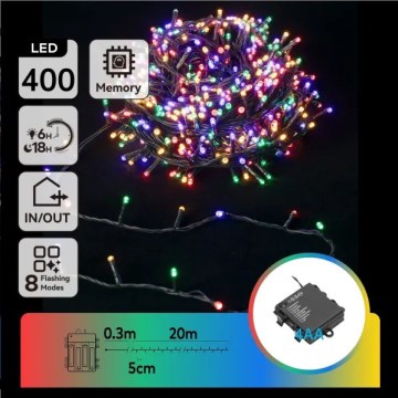 Aigostar - LED-ulkovaloketju jouluksi 400xLED/8 toimintoa 4xAA 20,3 m IP44 monivärinen