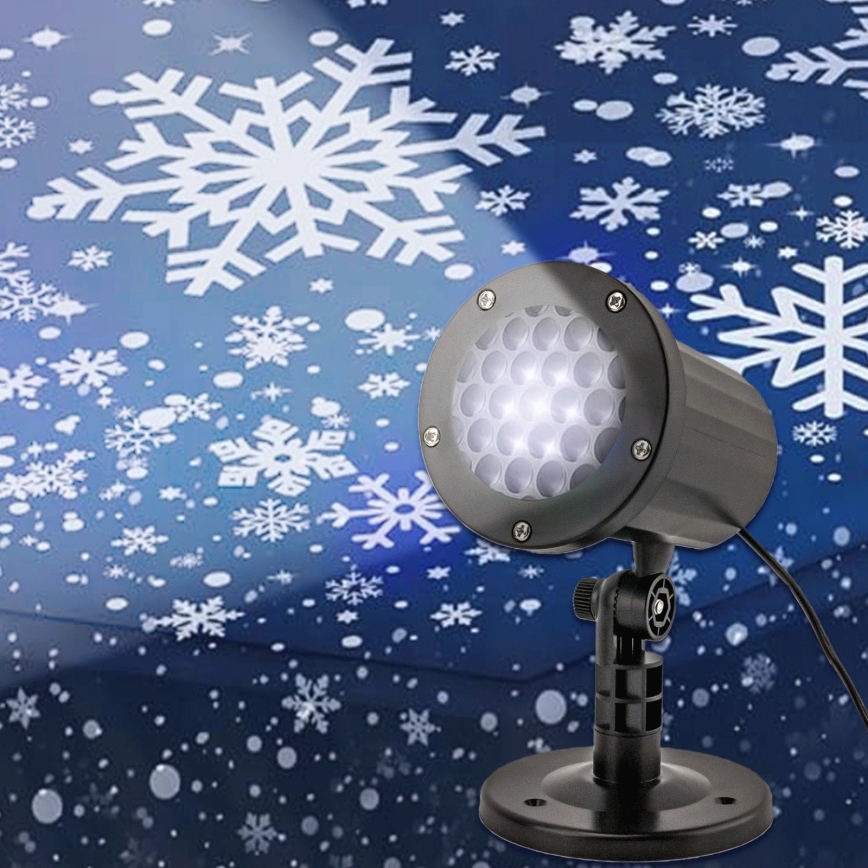 Aigostar - LED-jouluprojektori ulkokäyttöön, lumihiutaleilla LED/5W/230V IP44 kylmänvalkoinen