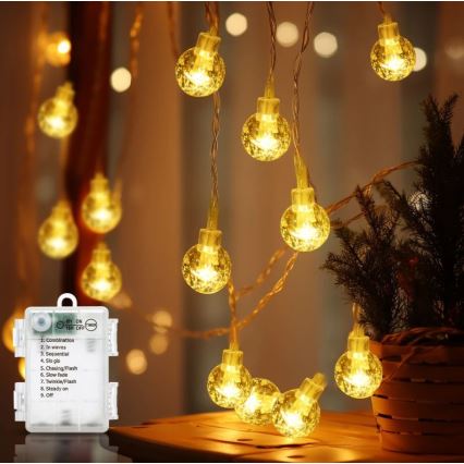 Aigostar - LED ulkokäyttöön valosarja 100xLED/3xAA/8 toimintoa 10,3 m IP44 lämmin valkoinen